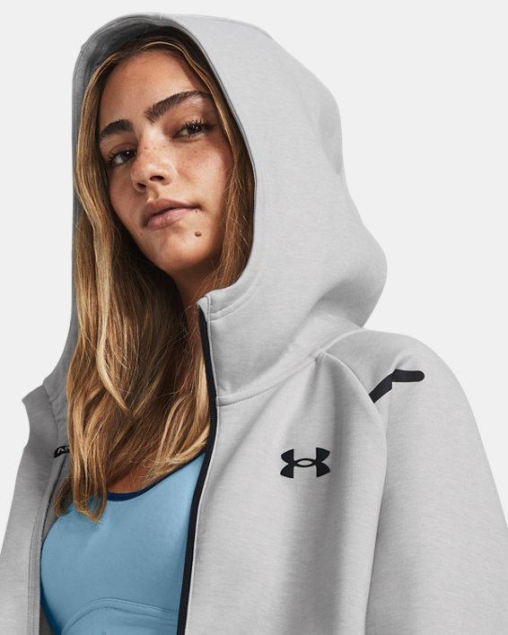 Women's UA Unstoppable Fleece Full-Zip in Gray image number 4